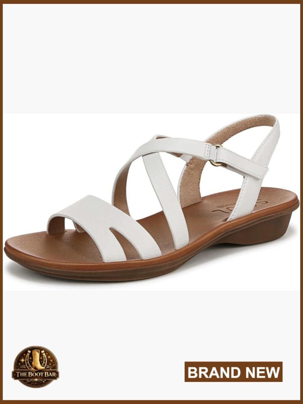 Strappy Flat Sandals with Arch Support, Adjustable Closure, Round Toe
